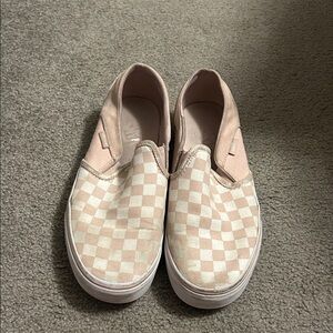 Vans Pink and White Checkered Slip-On Shoes